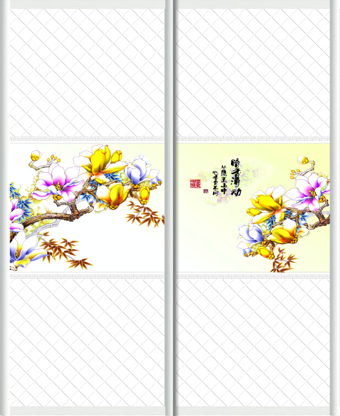 牡丹花系列 暗香涌动 牡丹花 腰线 印章