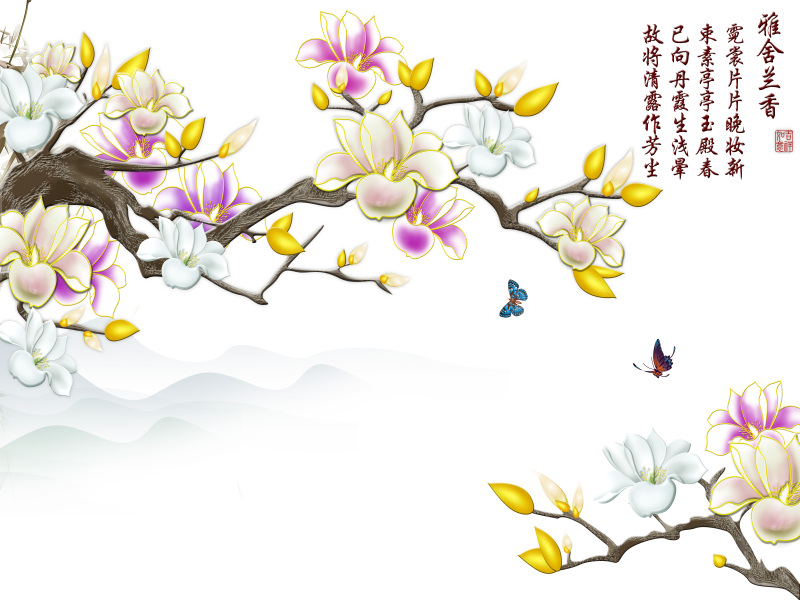 背景墙-现代简约合集 古典，兰花，背景墙，强化，水墨山水