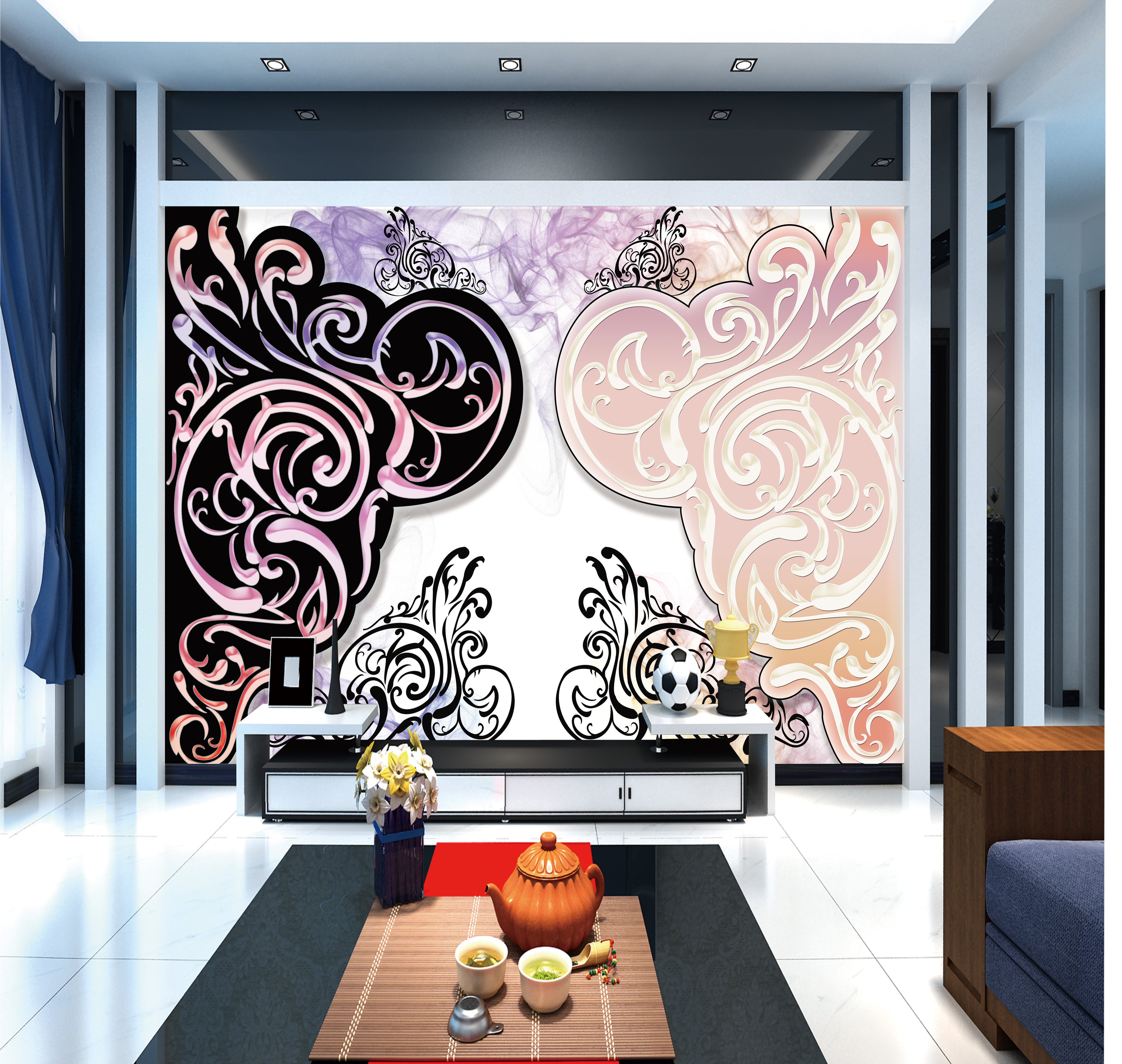  七彩祥云  花纹，彩色烟雾，梦幻色彩，晶莹玻璃浮雕花纹，童话感，时尚