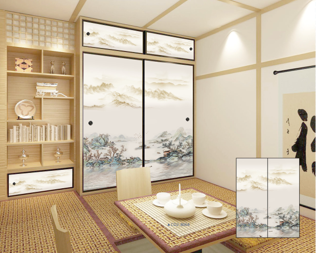 定制衣柜5期 山水画 船 房子 牧童
