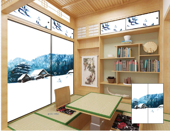  移门图 雕刻路径 橱柜门板  CD2-8062 新款,UV打印 踏踏米 山水画 