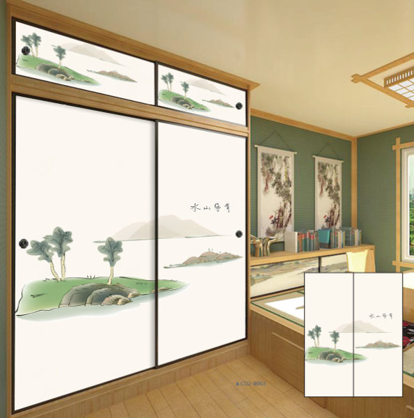 定制衣柜5期 水山绿清  清绿山水 山水画 小岛
