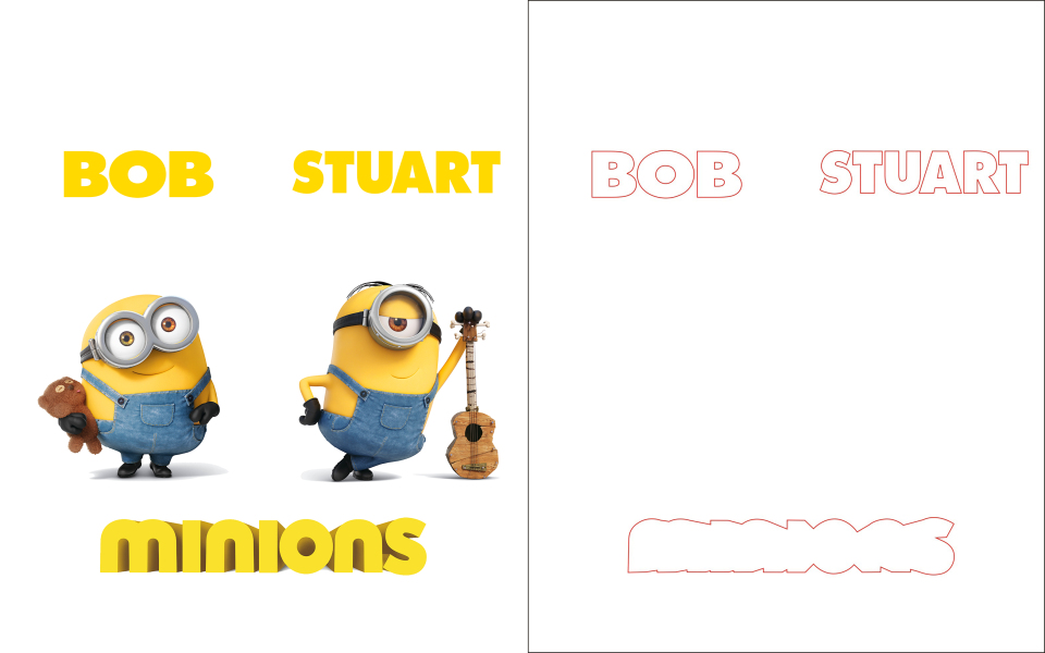 儿童房衣柜移门12期 小黄人雕刻打印图 小黄人 BOB STUART 黄色 卡通 儿童房 小孩房 高光 UV打印 雕刻 路径