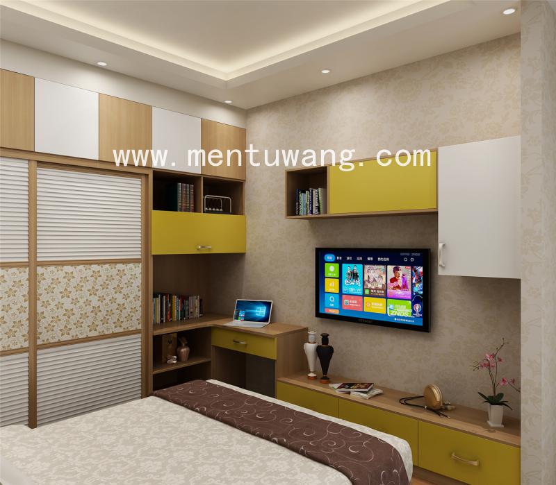 3D03029-现代卧室 (4)  卧室全屋定制柜效果图、卧室衣柜门效果图、卧室背景墙效果图，全屋定制效果图、定制家居效果图、高清印刷图下载