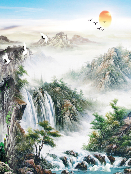 中国风移门 四维空间 十九期 4V19 A9-1 彩绘打印图