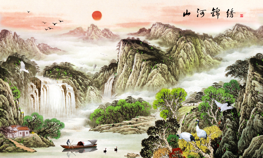 中国风移门 四维空间 十九期 4V19 A9-1 彩绘打印图